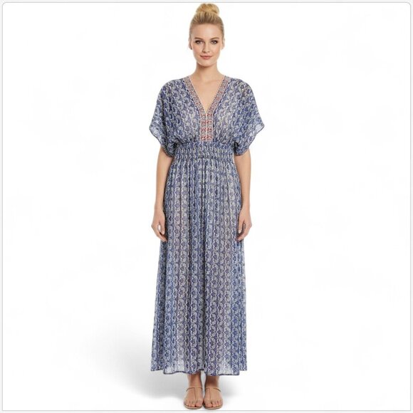 Anthropologie Dresses & Skirts - Vineet Bahl Anthropologie Oda Embroidered Blue Motif Sequin Maxi Dress NWT NEW 2